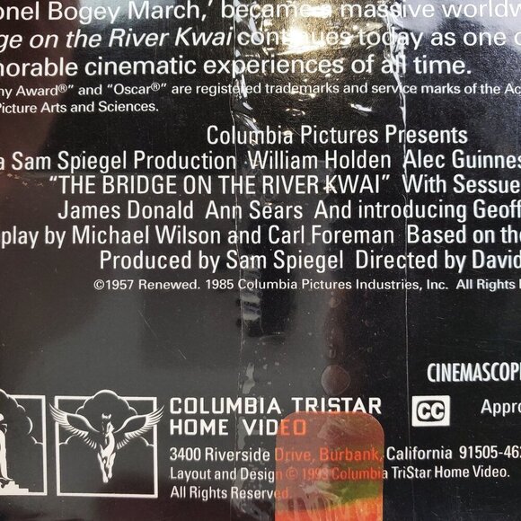 Bridge On River Kwai VHS Movie 1985 World War 2 WWII Holden Guinness Sealed - Picture 4 of 9